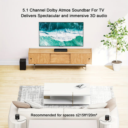 Soundbar – Home Cinema Set – Surround Sound Systeem – Tv Luidspreker – Draadloze Speaker – 5.1 Kanaals Dolby Atmos – App Besturing met 10-Bands EQ & Bass Boost