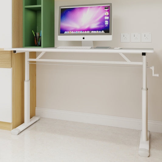 Bureau – Schrijftafel – Computertafel – Werkplek – Studiebureau – Verstelbaar Zonder Elektriciteit – Stevig A-Frame Ontwerp – Wit