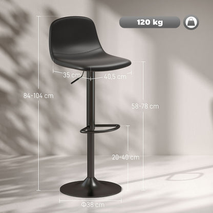 Barkrukken – Barstoelen – Keukenstoelen – Krukken – Barkruk Set – Verstelbaar In Hoogte – 360° Draaibaar Met Rugleuning En Voetensteun – Kunstleer Zitting – Antislip Voeten