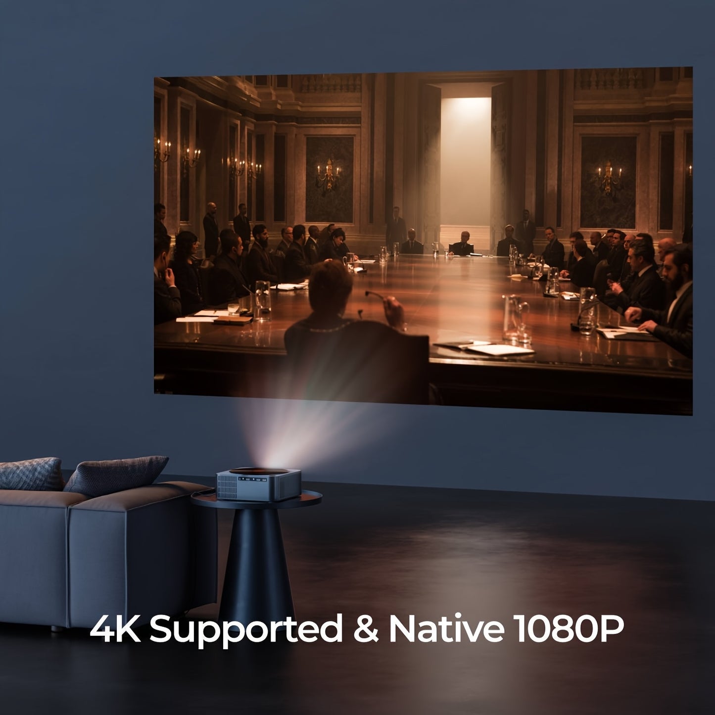 Beamer – Mini Beamer – Projector – Draagbare Beamer – Smart Projector – Full HD 1080p Resolutie – 700 ANSI Lumen Helderheid – Automatische Focus & 6D Keystone Correctie – HDR10 Ondersteuning