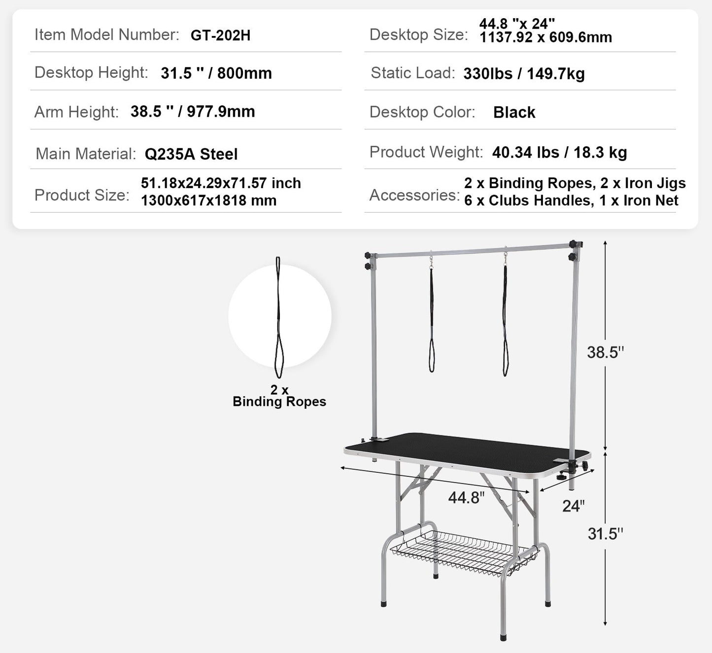 Hondentafel – Trimtafel – Verzorgingstafel – Kaptafel – Hondentrimtafel – Roestvrij Staal – Inklapbaar & Verstelbaar Opbergvak