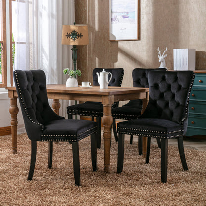 Eetkamerstoel – Stoel – Kuipstoel – Designstoel – Velvetstoel – Set van 2 – Zacht Gevuld Foam Zitvlak – Stevige Donkerbruine Poten
