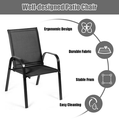 Tuinstoelen – Stapelbare Tuinstoelen – Buitensstoel – Terrasstoel – Balkonstoel – Metalen Frame – Ademend Comfortabele Zitting