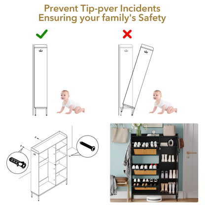 Schoenenkast – Schoenenrek – Schoenopberger – Schoenmeubel – Schoenorganizer – Smal Design voor Hal of Slaapkamer – Drie Lade en Verstelbare Planken