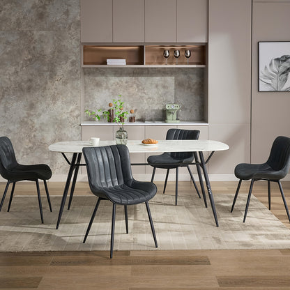 Eetkamerstoelen – Dining Chairs – Keukenstoelen – Stoelen Set – Zitmeubels – Set Van 2 – Zwart Kunstleer – Metalen Poten – Ruimtebesparend & Makkelijk Schoon Te Maken