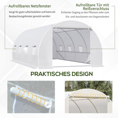 Kippenren – Buitenren – Pluimvee Verblijf – Konijnenhok – Eendenren – Stevig Metalen Frame – Overdekt Dak – Ruim 3x2x2m – Vergrendelbare Deuren