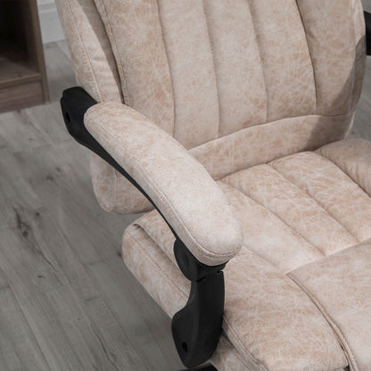 Vinsetto Ergonomic Office Chair with Adjustable Height, Swivel Base & Footrest - Beige - Heavy-Duty Metal Frame, Cushioned Seat & Armrests - Non-Electric Mechanism for Home Office, Gaming Desk - Easy-Clean Surface, Desk Chair