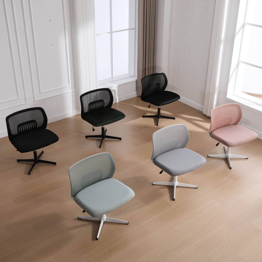 Bureaustoel – Kantoorstoel – Draaistoel – Gamingstoel – Stoel Zonder Armleuningen – Ergonomisch Design – Verstelbare Hoogte & Schommelfunctie – Mesh Bekleding – Stevig Metalen Frame – Comfortabele Zitting – Roze Mesh
