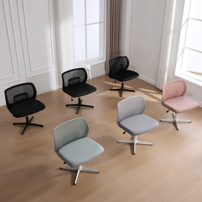 Bureaustoel – Kantoorstoel – Draaistoel – Gamingstoel – Stoel Zonder Armleuningen – Ergonomisch Design – Verstelbare Hoogte & Schommelfunctie – Mesh Bekleding – Stevig Metalen Frame – Comfortabele Zitting – Roze Mesh