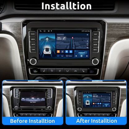 ESSGOO 4+64G Android 14 Car Stereo Compatible with VW Models Such As Caddy, Golf MK5, Golf 6, Polo, Passat, And Seat, Featuring RCD330 with Carplay And Android Auto, a 7-Inch 17.78Cm HD-IPS Touchscreen, WIFI, GPS Navigation,