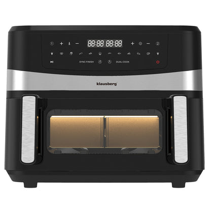 Airfryer – Heteluchtfriteuse – Friteuse – Digitaal Display – Dubbele Mand – 9L Capaciteit – Touchscreen Bediening – Tot 80% Minder Vet
