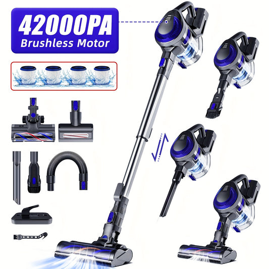 Cordless Vacuum Cleaner 42000pa- Versatile 8-in-1 Upright Vacuum Cleaner- Brushless Motor - 55 Minute Auto Run - Removable Battery.