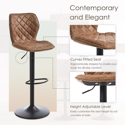 Goeurvant Modern 360° Swivel Bar Stool with Adjustable Height and Metal Base, PU Upholstery, Kitchen Stool, Kitchen Bar Stools, Kitchen Stools, Home Bar Furniture, Bar Seating, Metal Base Stool, Modern Bar Chair, Contemporar