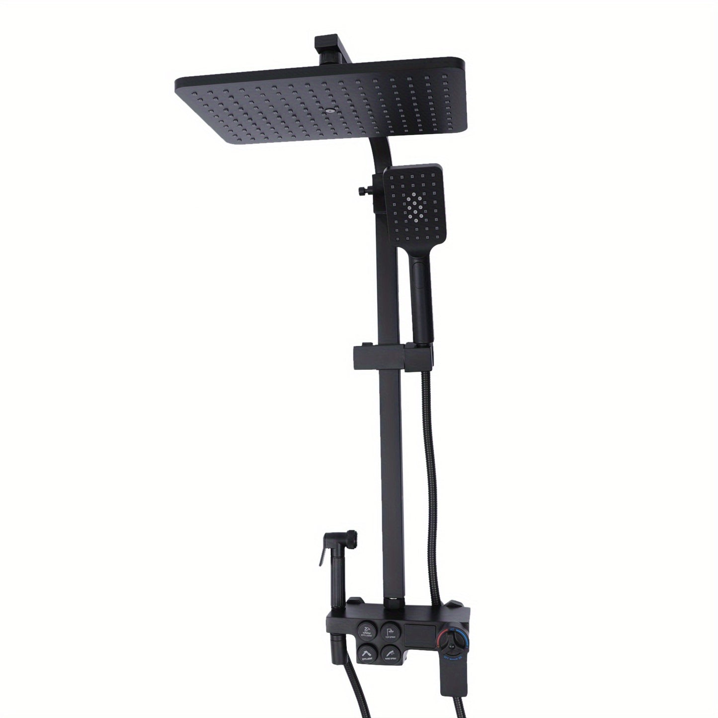 Thermostatic black shower head set, suitable for all kinds of bathrooms, Copper, Black