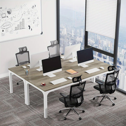 Vergadertafel – Conferentietafel – Bureautafel – Seminartafel – Kantoorwerktafel – Eikenlook Hout – Robuust Metaal – 200 cm Breed – Eenvoudige Montage
