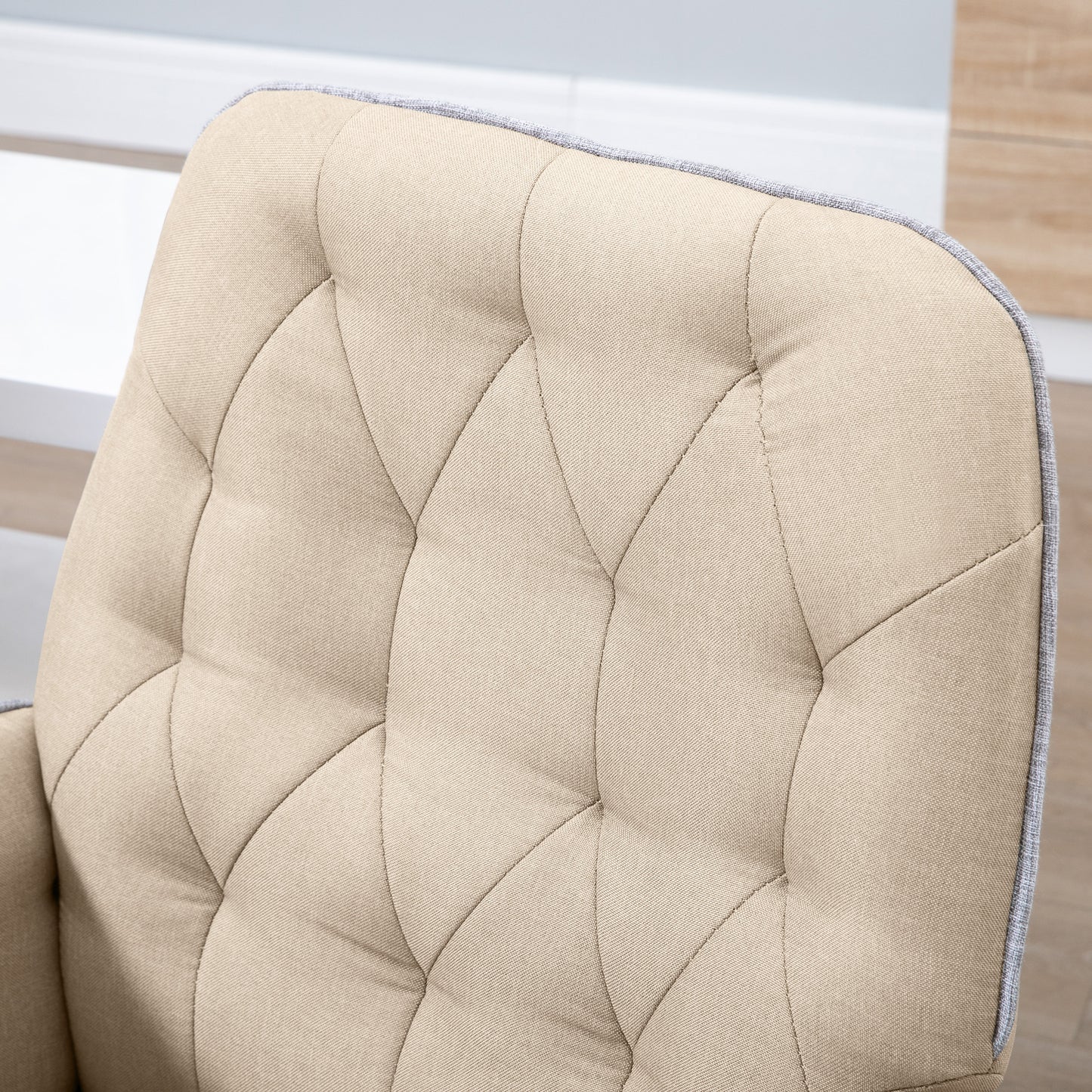 Bureaustoel – Office Chair – Kantoorstoel – Draaistoel – Bureaustoel – Verstelbare Hoogte – Kantelfunctie – Linnenstof – 360° Wieltjes – Beige – 66 x 69 x 89,5-97 cm