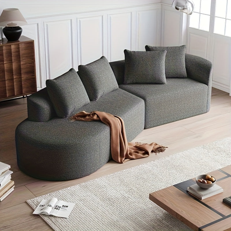 Hoekbank – L-vormige Bank – Sectiebank – Hoekbank Zwart – Charmant Modulair Design – Ruime Diepe Zitplaatsen – Duurzame Stofbekleding – Inclusief 4 Sierkussens