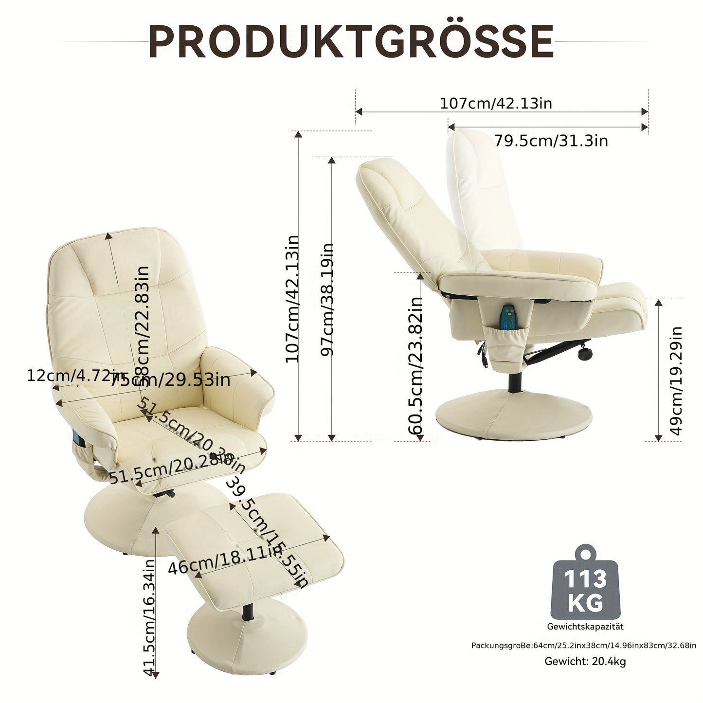 Draaifauteuil – Loungestoel – Relaxfauteuil – Clubstoel – Fauteuil wit – 360° Draaibaar – Zachte Katoenen Bekleding – Stevige Rugleuning – Gemakkelijk Schoon Te Maken
