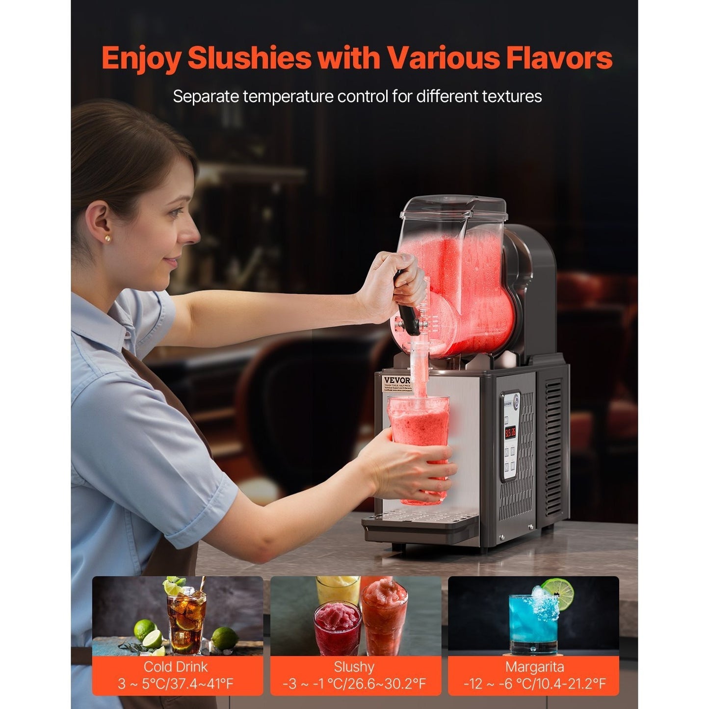 Slushymachine – Slush machine – IJsmachine – Drankenmaker – 4 Liter Inhoud – Flexibele Temperatuurinstellingen – Rvs Behuizing