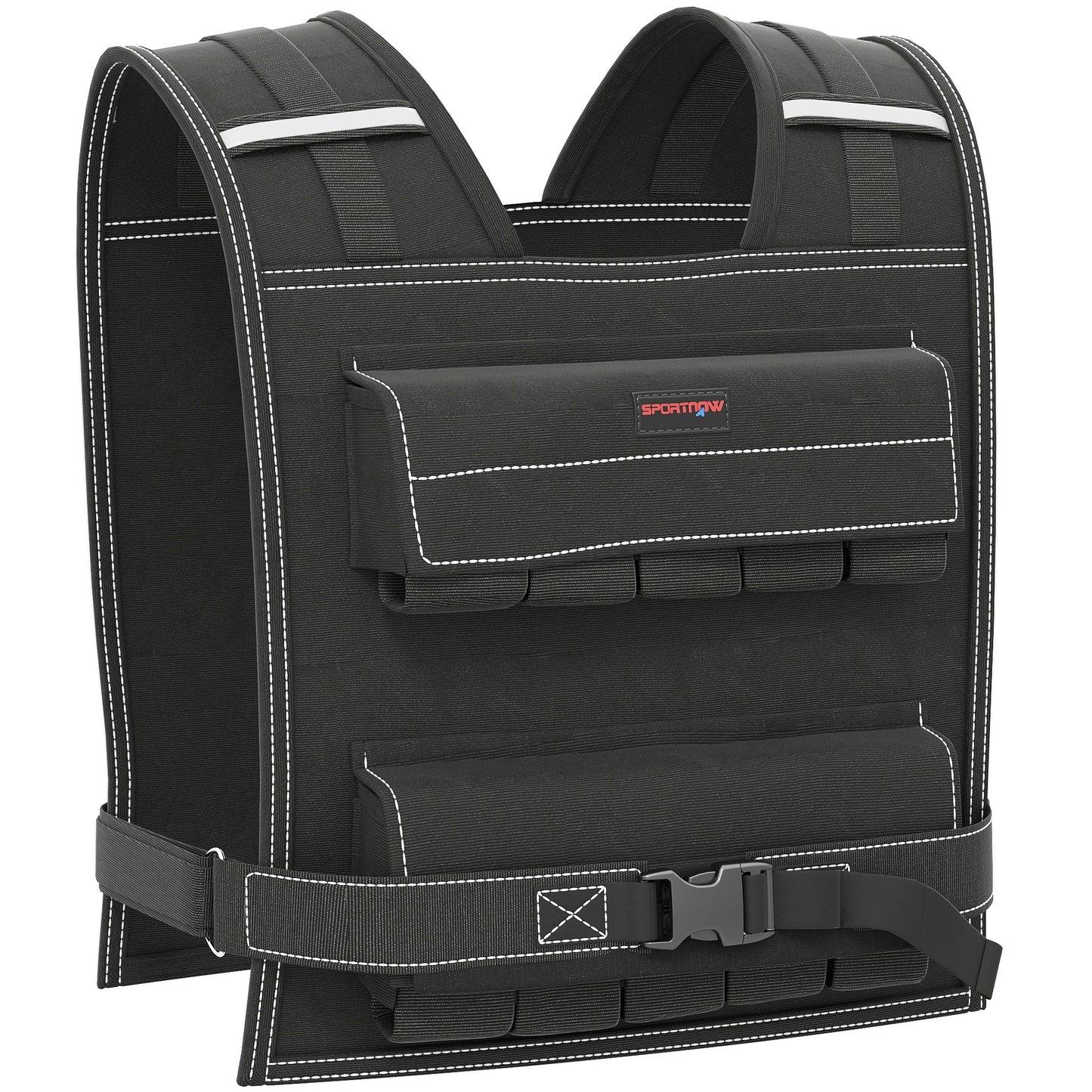 Gewichtsvest – Gewichtsvestje – Verstelbare Gewichtsvest – Trainingsvest – Weerstandsvest – Verstelbaar Tot 20 Kg – Reflecterende Strips – Zwart