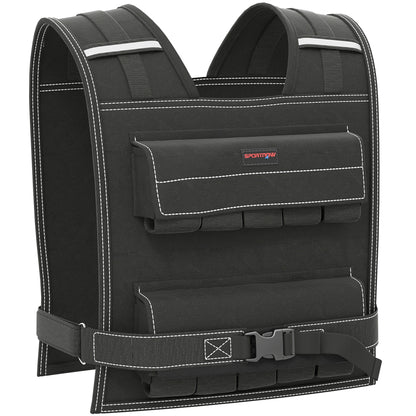 Gewichtsvest – Gewichtsvestje – Verstelbare Gewichtsvest – Trainingsvest – Weerstandsvest – Verstelbaar Tot 20 Kg – Reflecterende Strips – Zwart