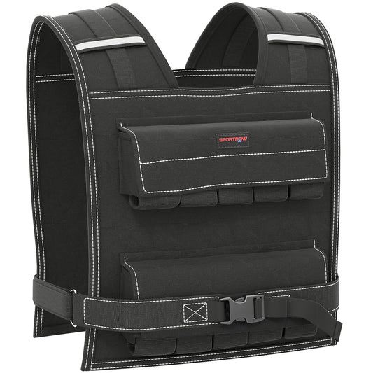 Gewichtsvest – Gewichtsvestje – Verstelbare Gewichtsvest – Trainingsvest – Weerstandsvest – Verstelbaar Tot 20 Kg – Reflecterende Strips – Zwart