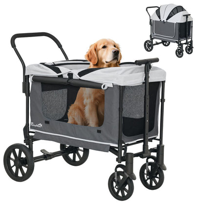 Dog Buggy Foldable for Dogs &Amp; Cats Up to 30 Kg 110 X 65 X 102 Cm Dark Grey Dog Buggy