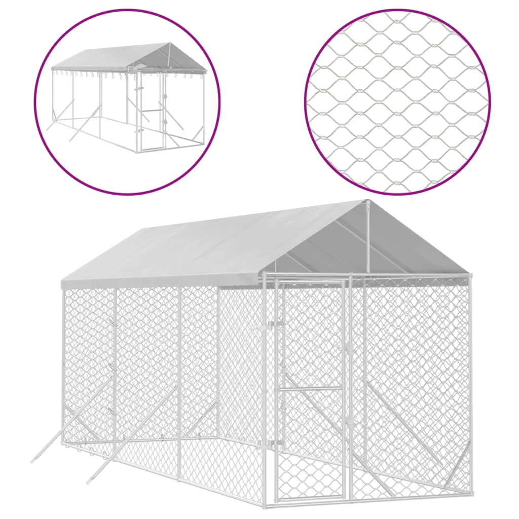 Buitenren Kleine Dieren – Hondenren – Kippenren – Konijnenren – Dierenren – 2x6x2,5 Meter – Gegalvaniseerd Staal – Water- en UV-bestendig Dak