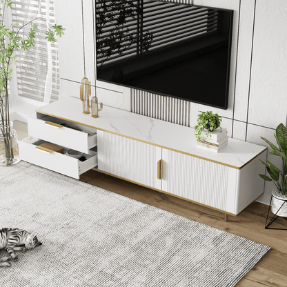 TV-kast – Tv-meubel – Mediameubel – Dressoir – Audiomeubel – Wit-Gouden Design – Krasbestendig Spaanplaat – 175 cm Breedte