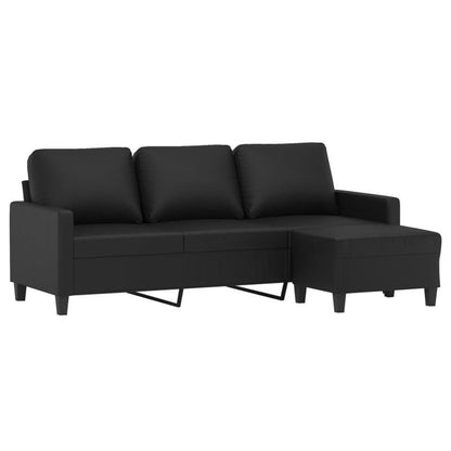 3-zitsbank – 3-persoonsbank – loungebank – zitbank – sofa – Zwart Kunstleer – Voetensteun – Weerbestendig – Onderhoudsvriendelijk