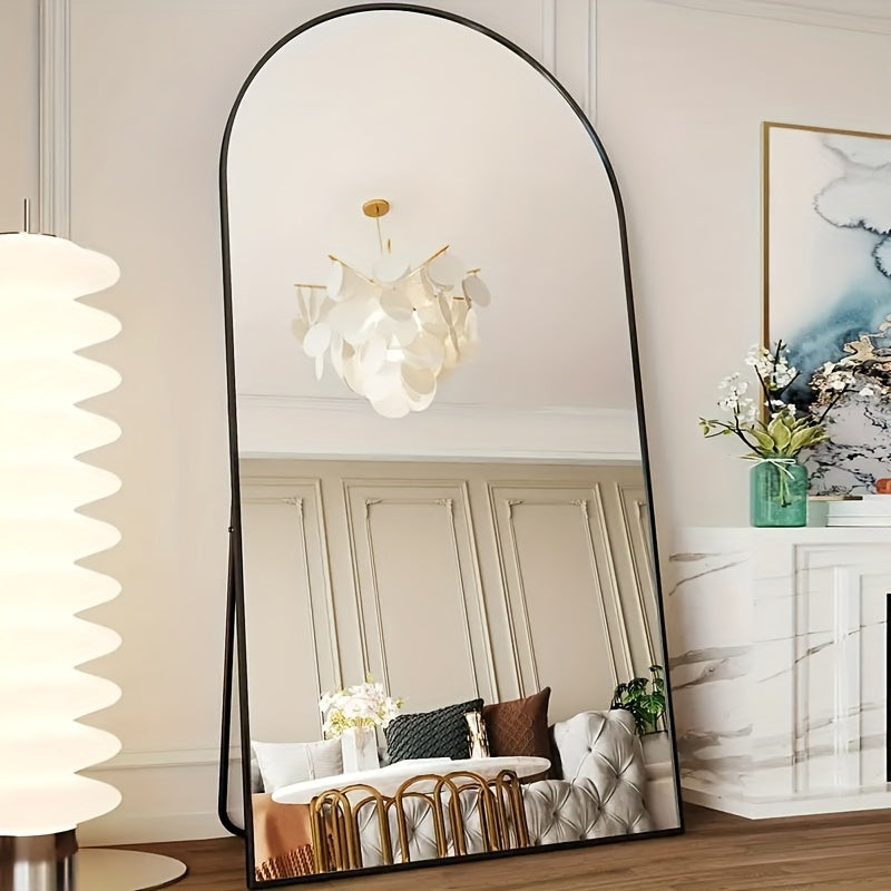 Staande Spiegel – Passpiegel – Spiegelkast – Kleedkamer Spiegel – Vloerspiegel – Roestvrij Staal Frame – Boogvormig Design – 180x81 cm – Vrijstaand – Vintage Style