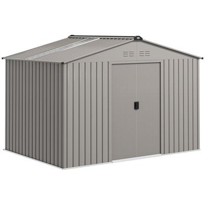 Tuinhuisje – Tuinschuur – Berging – Opbergschuur – Metalen Tuinkast – 5,4 m² – Gegalvaniseerd Staal – Schuifdeuren Met Slot – Ventilatieroosters – Antraciet
