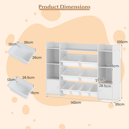 Speelgoedkast – Speelgoedopberger – Opbergkast – Kinderkast – Speelgoedrek – 142 cm Hoog – 8 Uitneembare Bakken