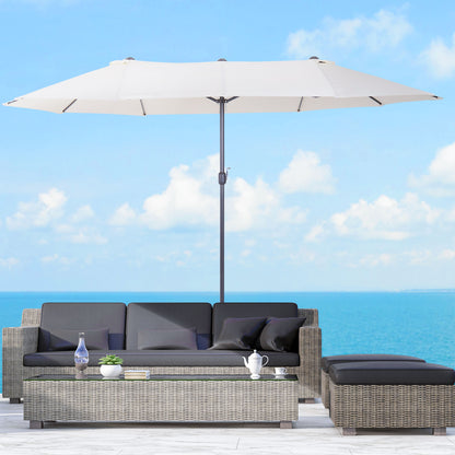 Parasol – Strandparasol – Tuinparasol – Zonnescherm – Schaduwdoek – Beige – Extra Groot 4,6 x 2,4 Meter – Stevig Polyester Doek