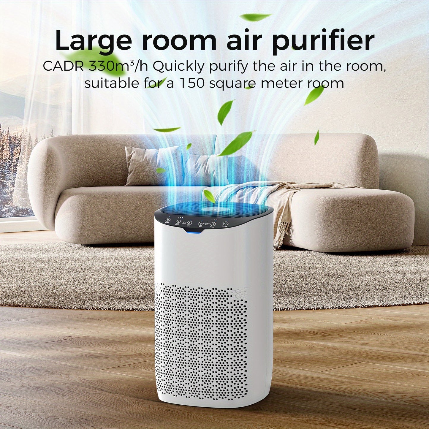 Intelligent air purifier with HEPA filter for large spaces up to 120m², CADR value of 300m³/h, five-in-one efficient filter, purifying 99.97% of particles., Hepa Air Purifier for Home, Hepa Air Purifier Filter, Smart Air Pu