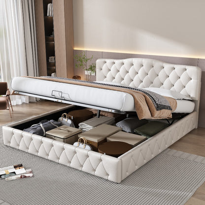 Tweepersoonsbed – Bed met Opbergruimte – Boxspring – Bedframe – Slaapbank – Matras Inclusief – Gestoffeerd Grijs – 140x200 cm – Lattenbodem van Hout