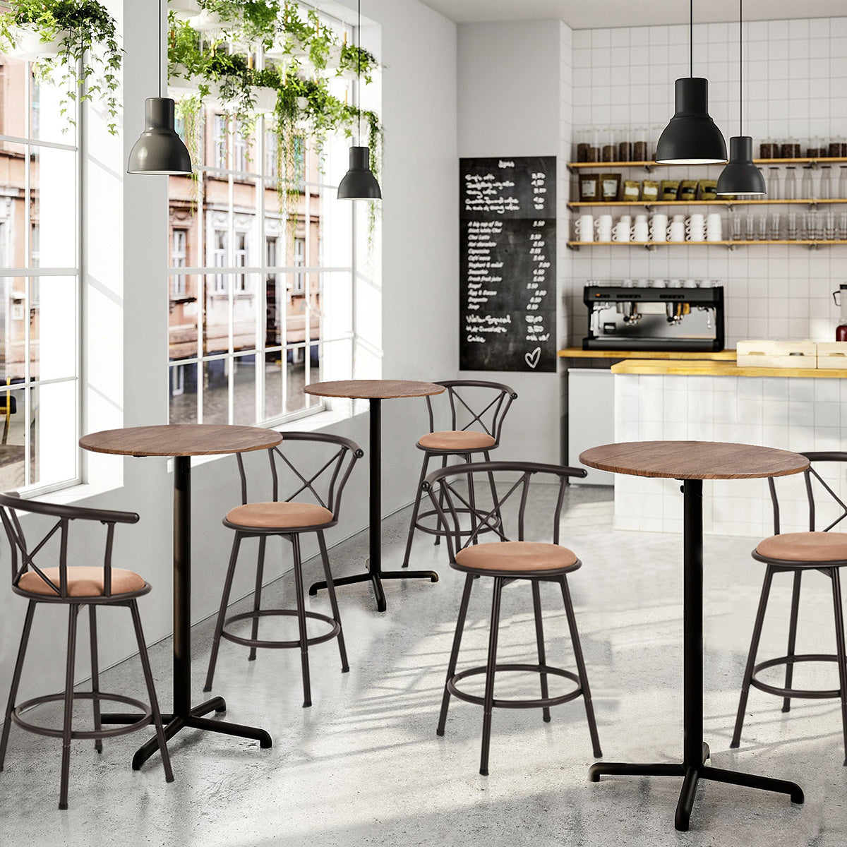 Barstoelen – Barstoelen Met Rugleuning – Keukenstoelen – Barkrukken – Draaistoelen – 63 cm Zithoogte – 360° Draaibaar Met Voetsteun