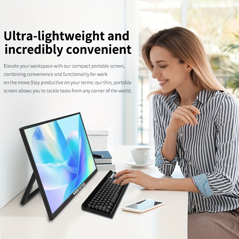 Draagbare Monitor – Portable Scherm – Tweede Scherm – Ultradun Display – Full HD Monitor – 18,5 Inch – IPS Mat Scherm – USB-C Aansluiting – Ingebouwde Speakers