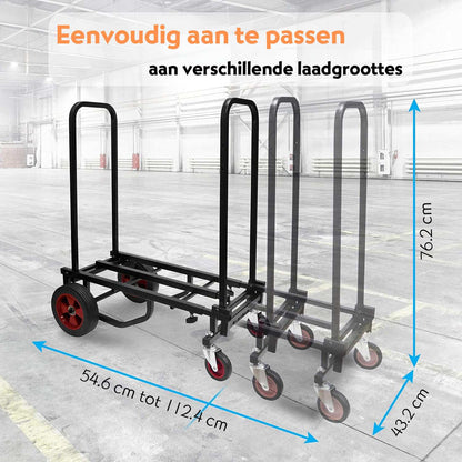 Opvouwbare Handkar – Handwagen – Steekwagen – Transportkar – Dolly – Compact en Uitbreidbaar – Maximaal Draagvermogen 136 kg – Uitschuifbaar Tot 112 cm