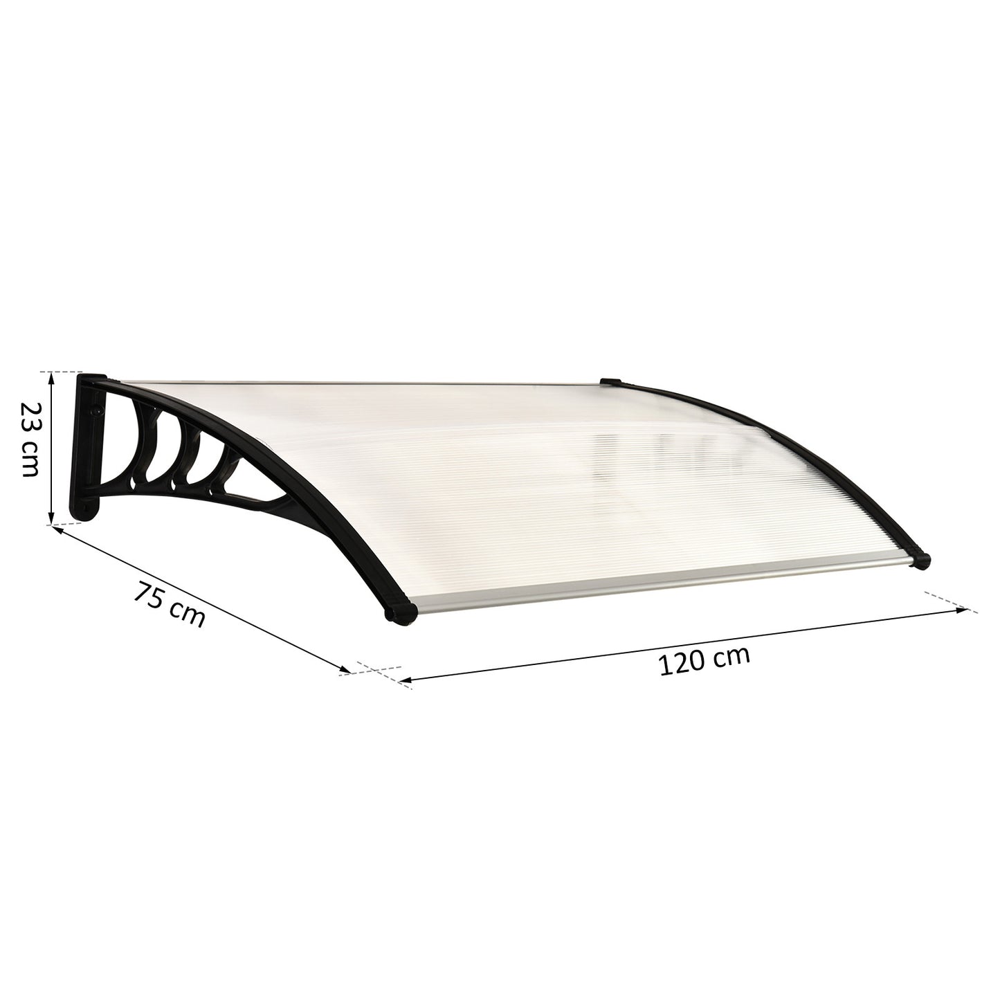 Voordeuroverkapping – Dakoverkapping – Deurkap – Overstek – Entreebescherming – Wit Frame – Polycarbonaat Dak – 75 x 100 cm – Schuin Ontwerp