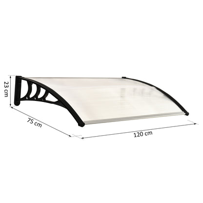 Voordeuroverkapping – Dakoverkapping – Deurkap – Overstek – Entreebescherming – Wit Frame – Polycarbonaat Dak – 75 x 100 cm – Schuin Ontwerp