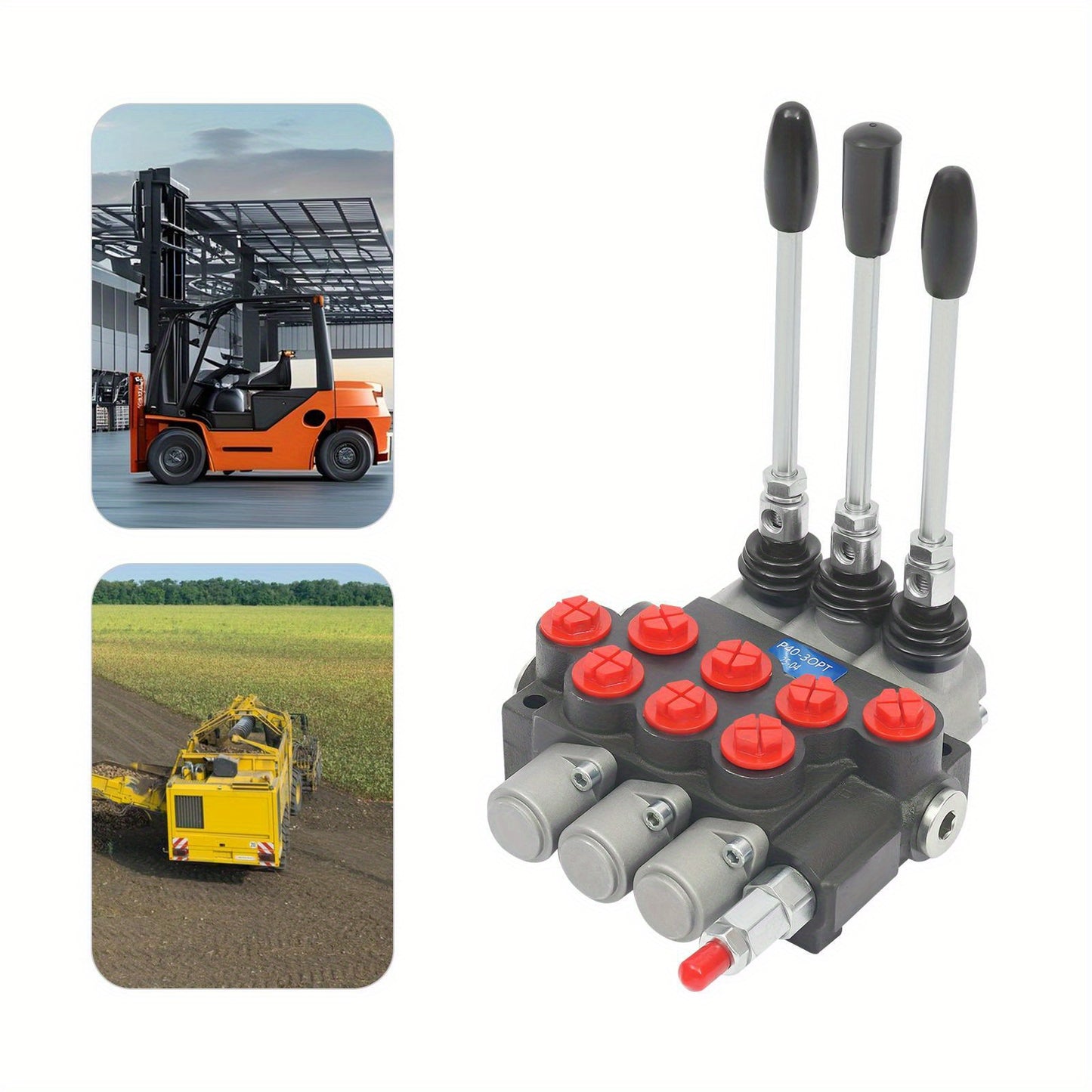 3P40 Multi way Directional Valve, Cast iron, Silvery+Black+Red, Pneumatic Control, Industrial Automation, Robust Construction, Durable Valve, Precision Engineering, Highquality Metal, Control Valve, Multidirectional Valve, Hy