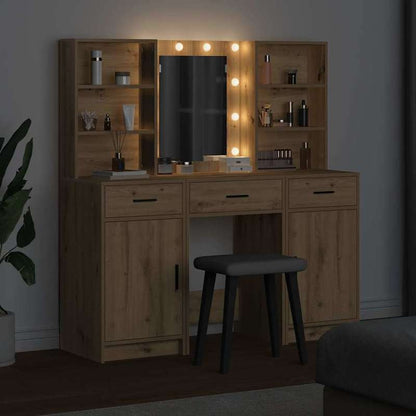 Kaptafelset – Kaptafel – Make-uptafel – Dressing Table – Toilettafel – Eikenkleur – Compact 50x41x135 cm – Duurzaam Plaatmateriaal