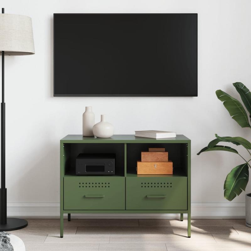 Mobile TV Verde Olive 68x39x50.5cm in Steel Practical Removable