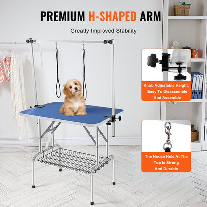 Trimtafel Hond – Grooming Tafel – Verzorgingstafel – Opvouwbare Trimbank – Honden Trimtafel Blauw – Stevige IJzeren Constructie – Maximale Draagkracht 150 kg