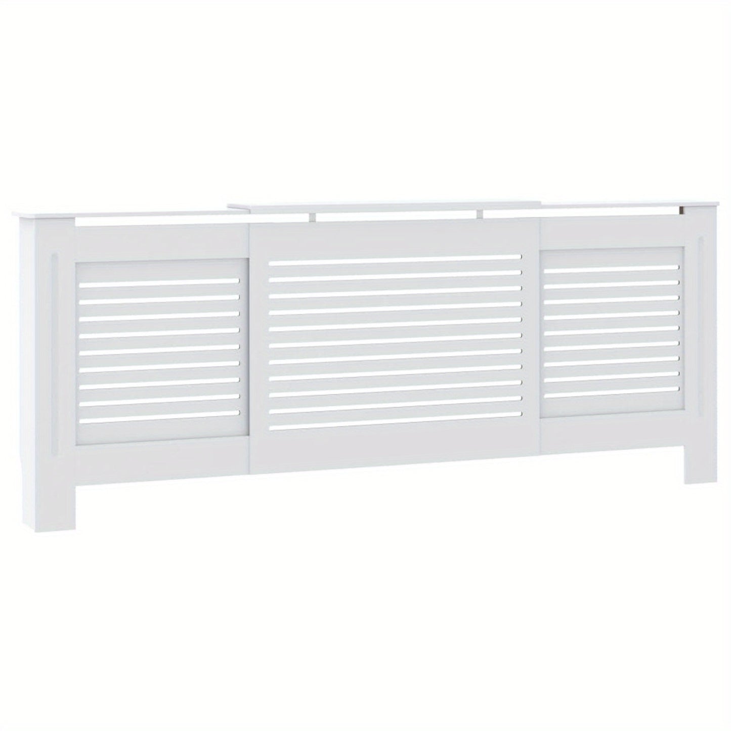 Radiatorombouw – Radiatorbekleding – Verwarmingafdekking – Radiatorpaneel – Radiatorkast – Wit MDF – 205 cm Lengte – Slatted Design Voor Optimale Warmtecirculatie
