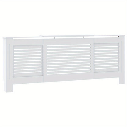 Radiatorombouw – Radiatorbekleding – Verwarmingafdekking – Radiatorpaneel – Radiatorkast – Wit MDF – 205 cm Lengte – Slatted Design Voor Optimale Warmtecirculatie