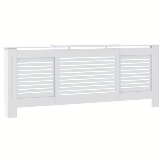 Radiatorombouw – Radiatorbekleding – Verwarmingafdekking – Radiatorpaneel – Radiatorkast – Wit MDF – 205 cm Lengte – Slatted Design Voor Optimale Warmtecirculatie