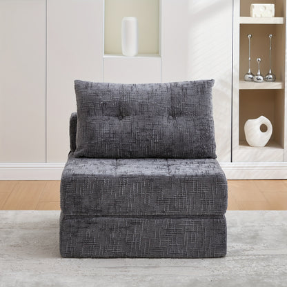 Slaapbank – Bedbank – Sofa – Logeerbed – Bedbankje – Ruimtebesparend Design – Duurzame Chenille Stoffering – Inclusief Matras en Kussens – Gemakkelijk Montage – Grijs
