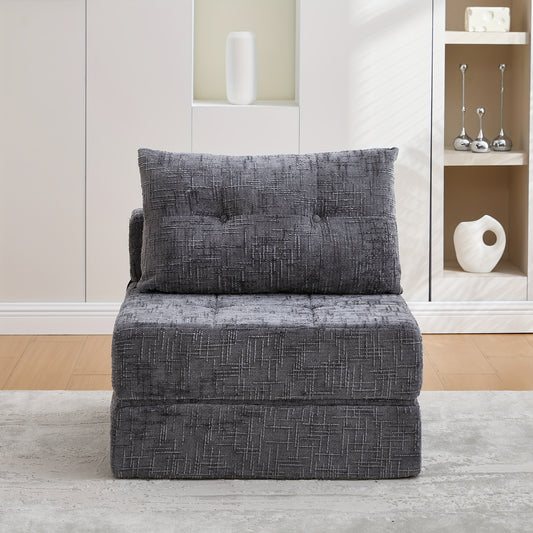 Slaapbank – Bedbank – Sofa – Logeerbed – Bedbankje – Ruimtebesparend Design – Duurzame Chenille Stoffering – Inclusief Matras en Kussens – Gemakkelijk Montage – Grijs